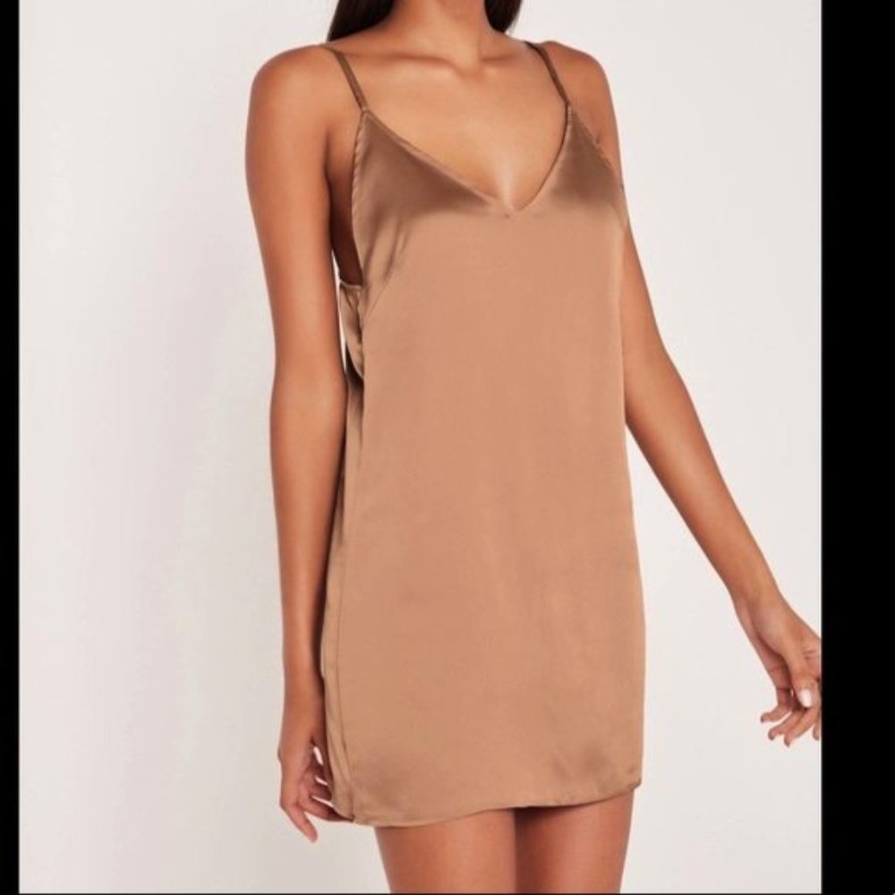 NWT Carli Bybel Missguided silky cami Slip dress dusty pink sz 12 - Picture 3 of 5